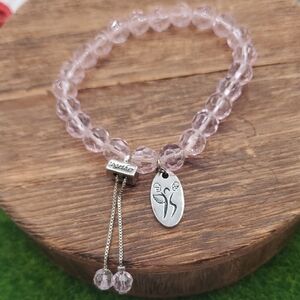 Pink Crystal Fight Like A Girl Bracelet Inspirational Quote Jewelry B3008